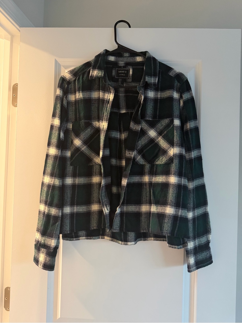 Women's Green, White, & Black Plaid Shacket